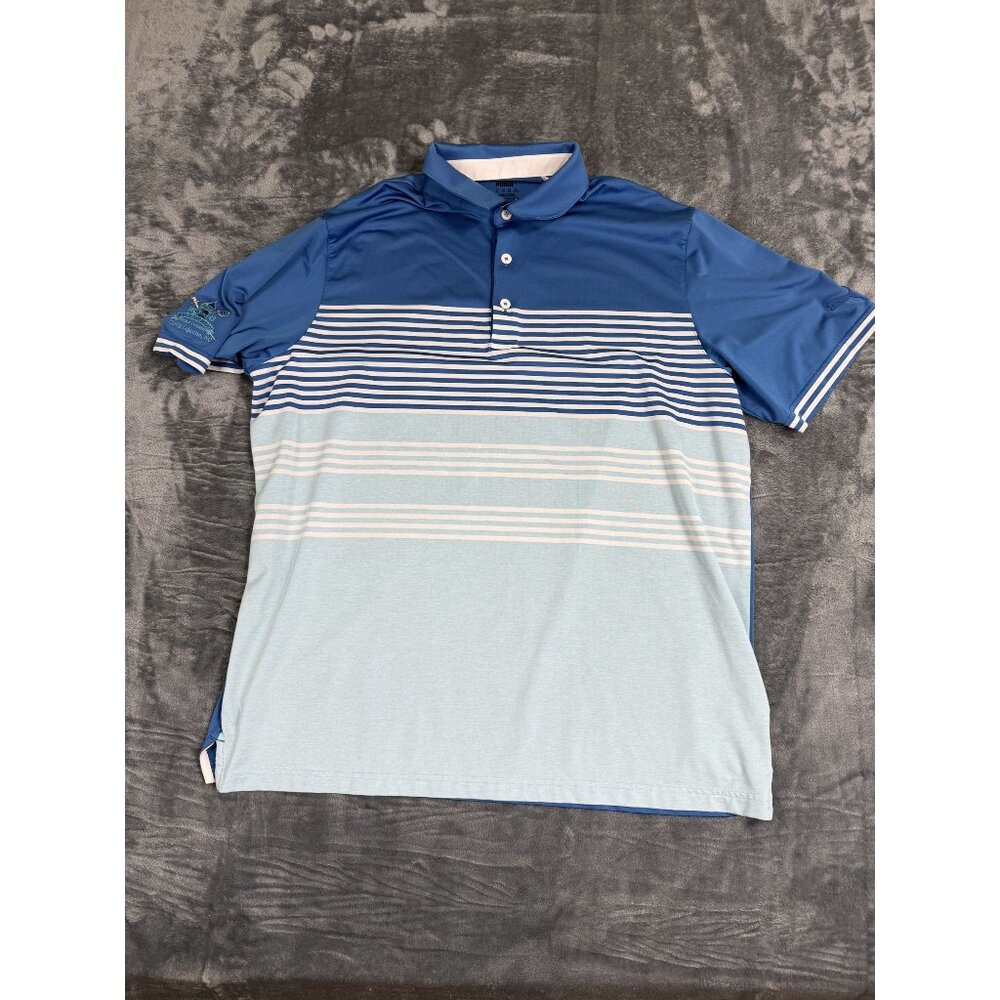 Puma Mens XL Paradise Point Camp Lejeune Polo Shirt  Stripes Golf Top